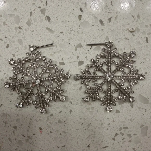 BaubleBar Snow What You Got Silver Snowflake Earrings - Picture 3 of 4
